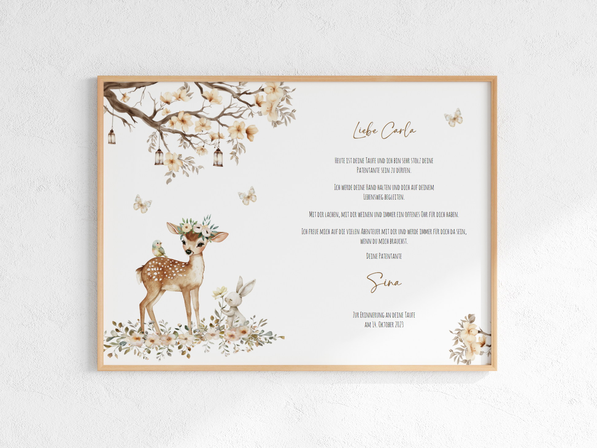 Patenbrief "REH IM ZAUBERWALD" – Geschenk zu Taufe für das Patenkind personalisiert Gifts For The Couple Papier Träume