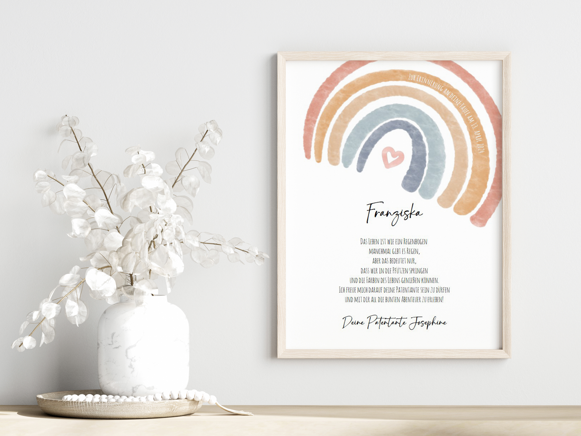 Patenbrief Taufe "Regenbogen" – Geschenk Taufe Patenkind personalisiert Gifts For The Couple Papier Träume
