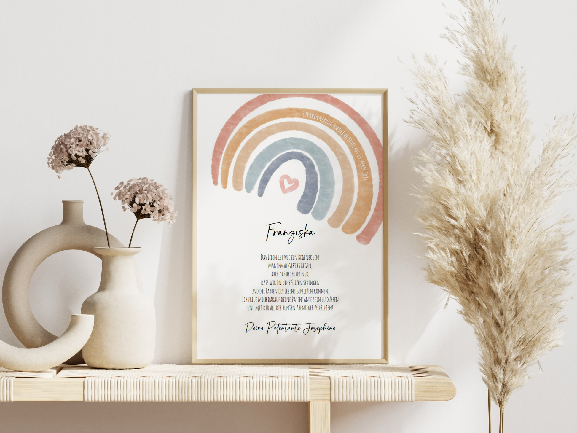 Patenbrief Taufe "Regenbogen" – Geschenk Taufe Patenkind personalisiert Gifts For The Couple Papier Träume