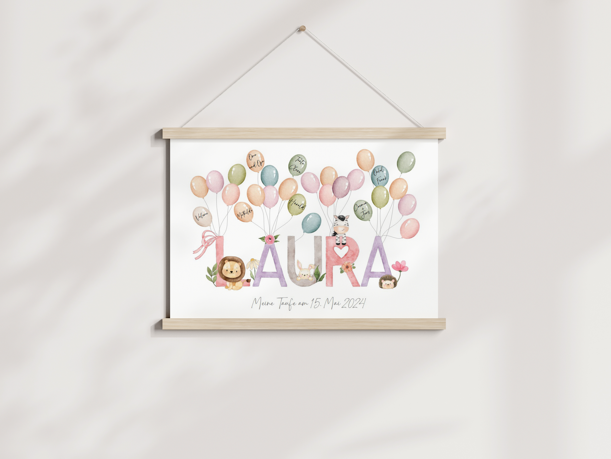 Gästebuch personalisiert Namensposter TIERE Taufe Einschulung Geburtstag als Geschenk Gästeposter Papier Träume