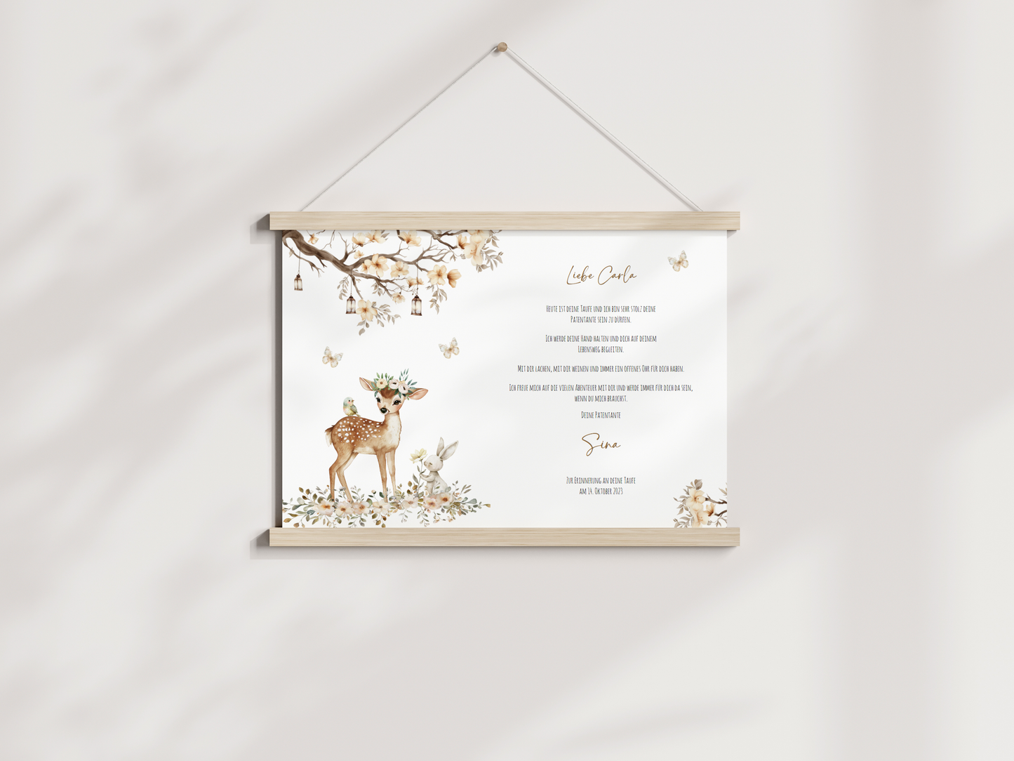 Patenbrief "REH IM ZAUBERWALD" – Geschenk zu Taufe für das Patenkind personalisiert Gifts For The Couple Papier Träume