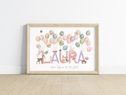 Gästebuch personalisiert Namensposter TIERE Taufe Einschulung Geburtstag als Geschenk Gästeposter Papier Träume