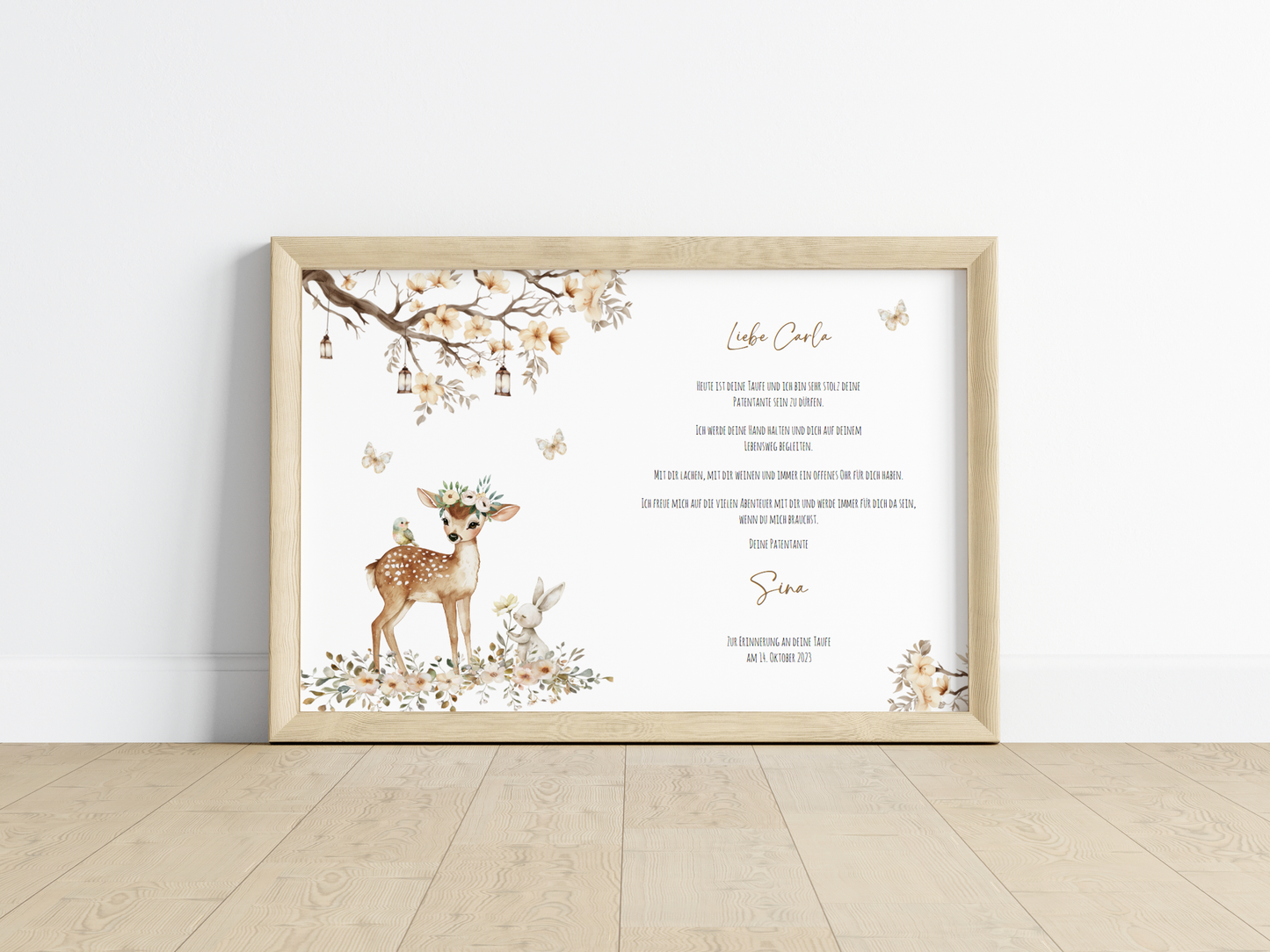 Patenbrief "REH IM ZAUBERWALD" – Geschenk zu Taufe für das Patenkind personalisiert Gifts For The Couple Papier Träume