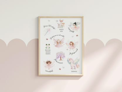 Affirmationsposter FEEN ELFEN- Geschenk für Kinder Papier Träume