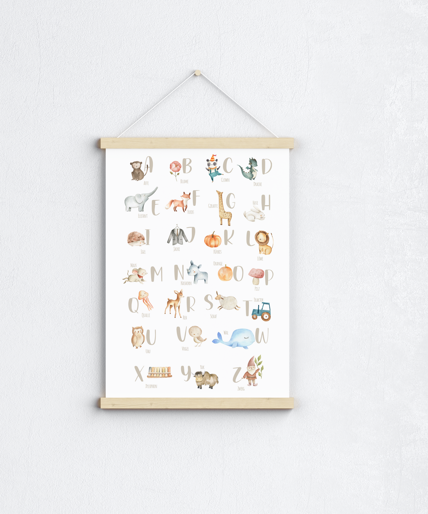 Poster ABC | Buchstaben Zahlen | Alphabet lernen | Geschenk Schulanfang oder Vorschule Papier Träume