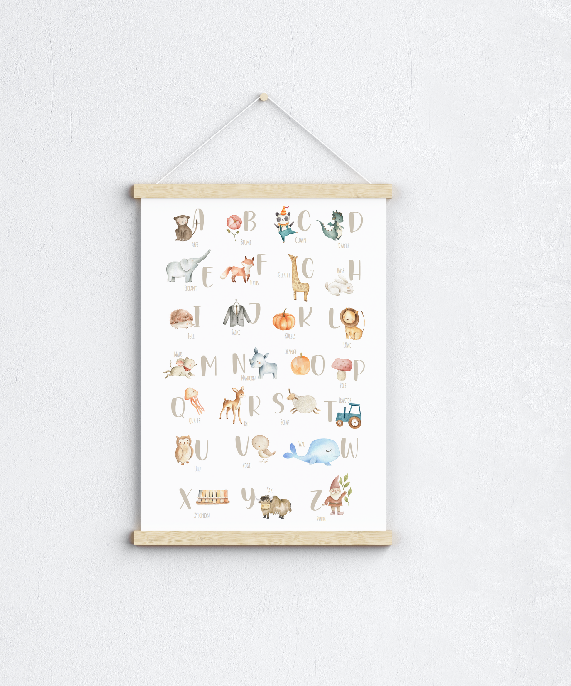 Poster ABC | Buchstaben Zahlen | Alphabet lernen | Geschenk Schulanfang oder Vorschule Papier Träume