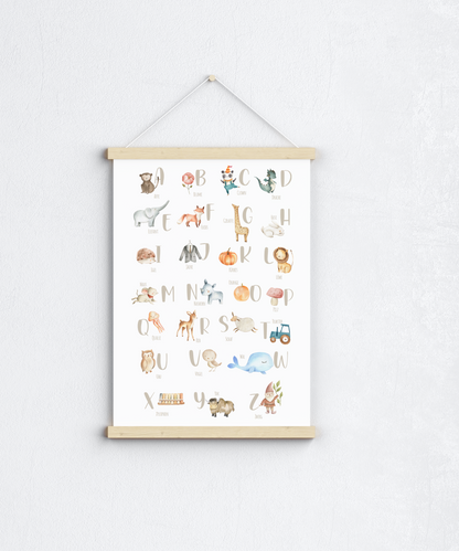 Poster ABC | Buchstaben Zahlen | Alphabet lernen | Geschenk Schulanfang oder Vorschule Papier Träume