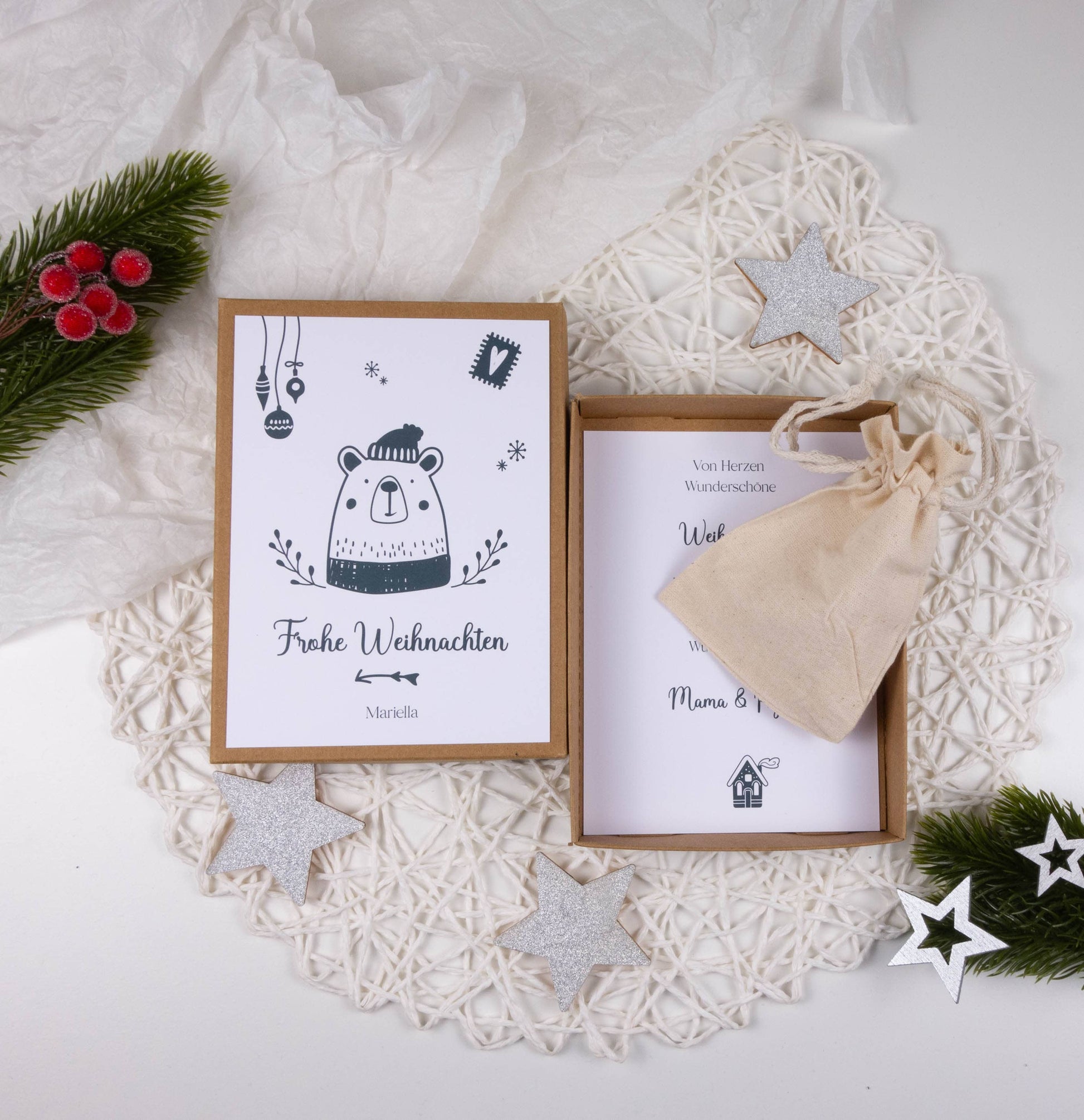 Geldgeschenk Geschenkbox Weihnachten "Scandi Bär II" - personalisiert