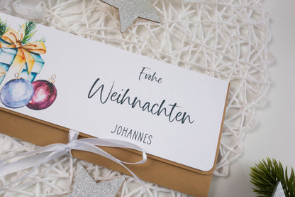 Verpackung Geld/Gutschein zu Weihnachten "Geschenke" personalisiert Papier Träume