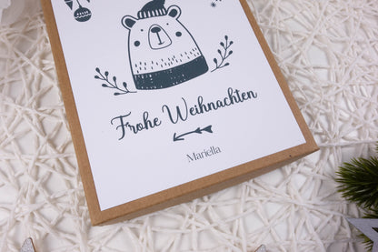 Geldgeschenk Geschenkbox Weihnachten "Scandi Bär II" - personalisiert