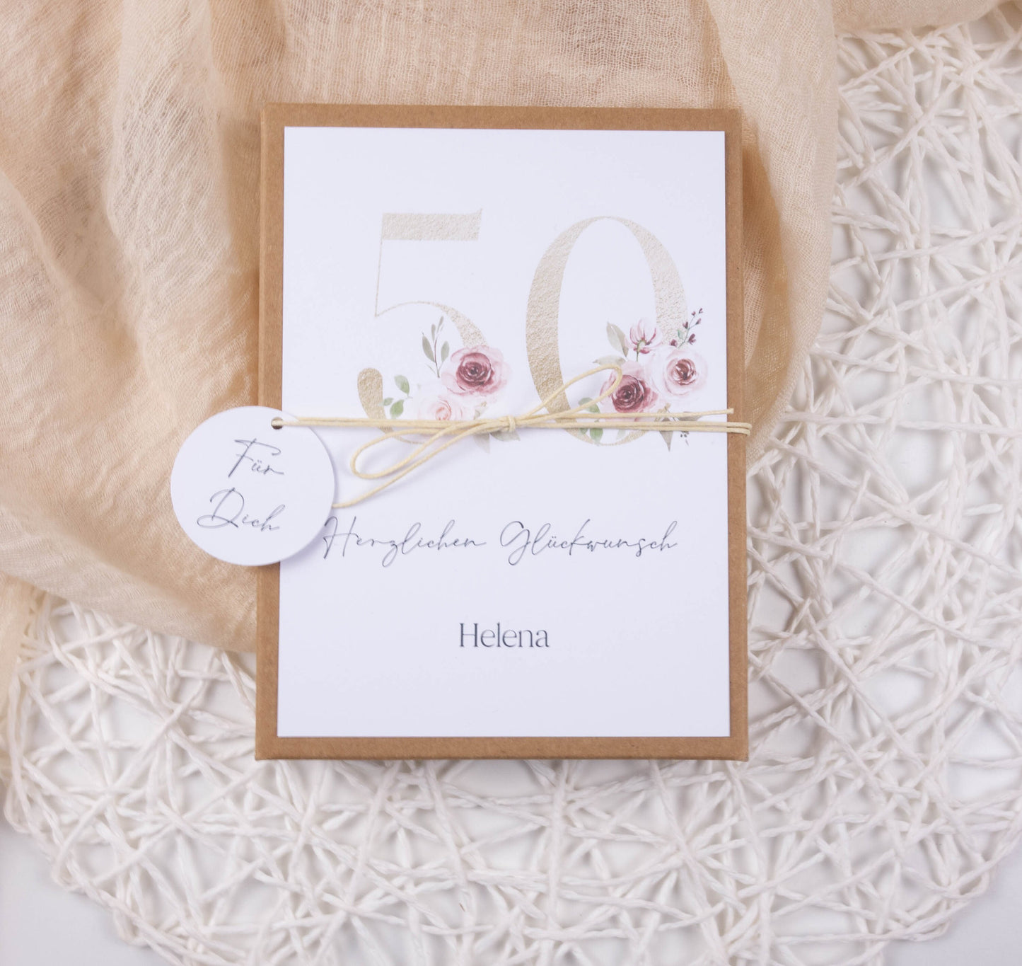 Geldgeschenk Geschenkbox zum Geburtstag "Rosen in gold" - personalisiert Papier Träume