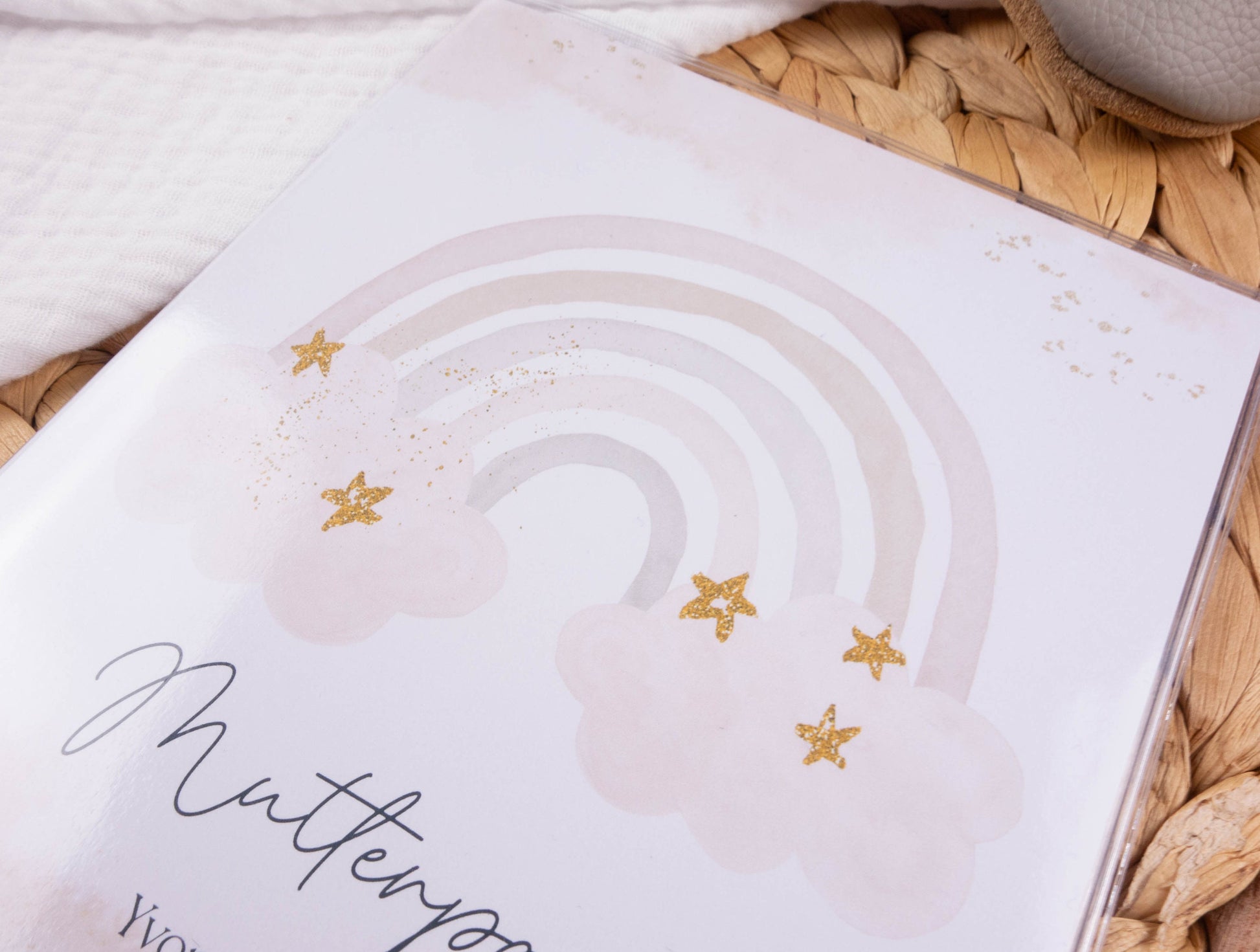 Mutterpass Hülle personalisiert REGENBOGEN WOLKEN | Geschenkidee zur Schwangerschaft Passport Covers Papier Träume