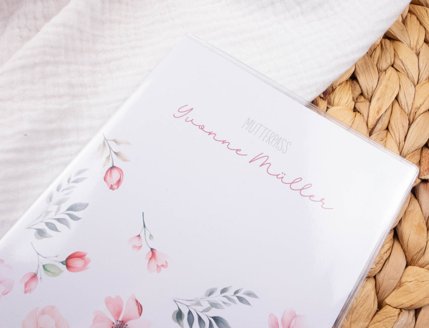 Mutterpass Hülle personalisiert BLUMEN ROSA | Geschenkidee zur Schwangerschaft Passport Covers Papier Träume