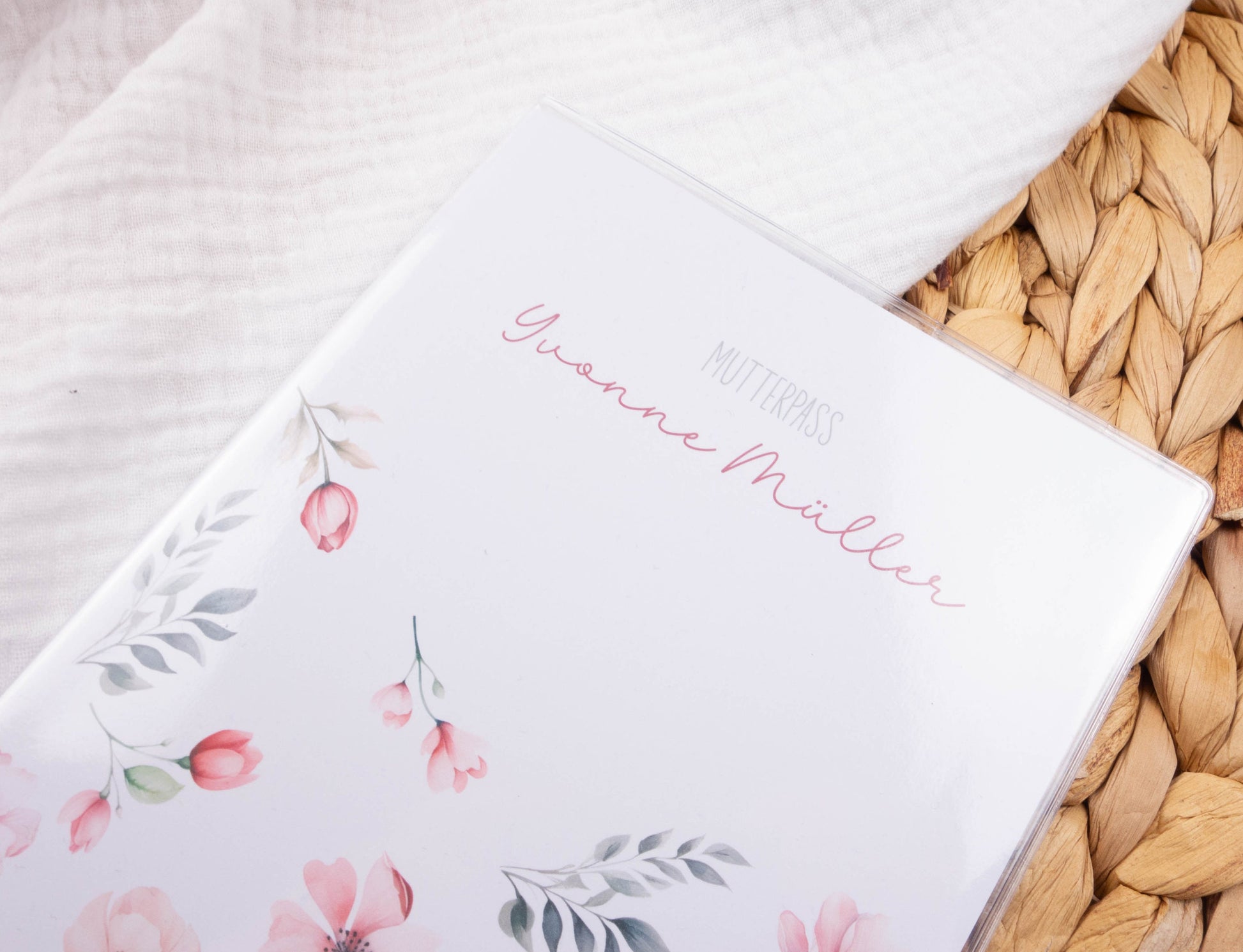 Mutterpass Hülle personalisiert BLUMEN ROSA | Geschenkidee zur Schwangerschaft Passport Covers Papier Träume