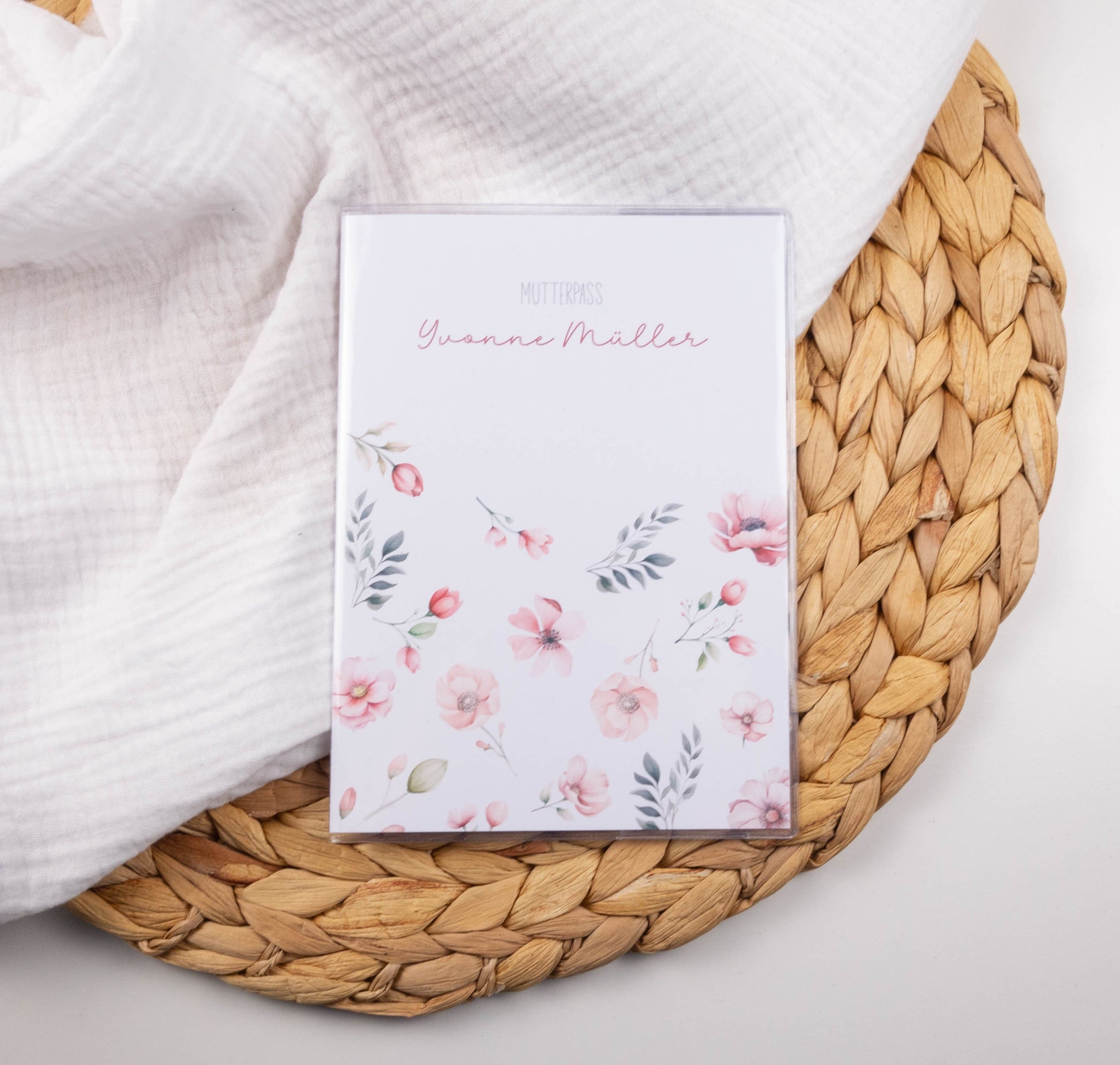 Mutterpass Hülle personalisiert BLUMEN ROSA | Geschenkidee zur Schwangerschaft Passport Covers Papier Träume