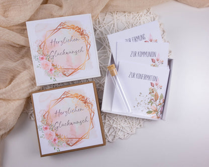Geldgeschenk zur Konfirmation Kommunion Firmung ROSENKRANZ Papier Träume