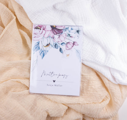 Mutterpass Hülle personalisiert LILA BLOOMY | Geschenkidee zur Schwangerschaft Passport Covers Papier Träume