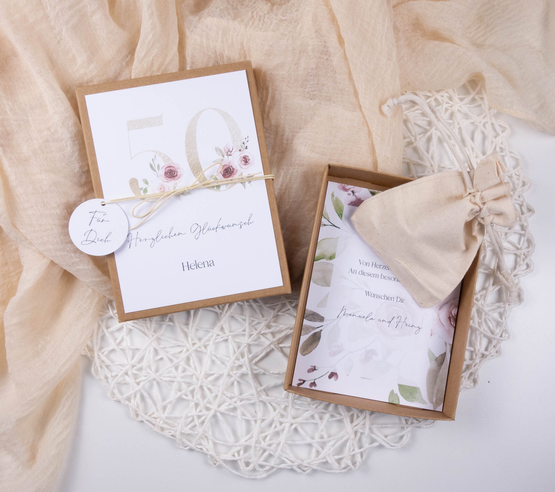 Geldgeschenk Geschenkbox zum Geburtstag "Rosen in gold" - personalisiert Papier Träume