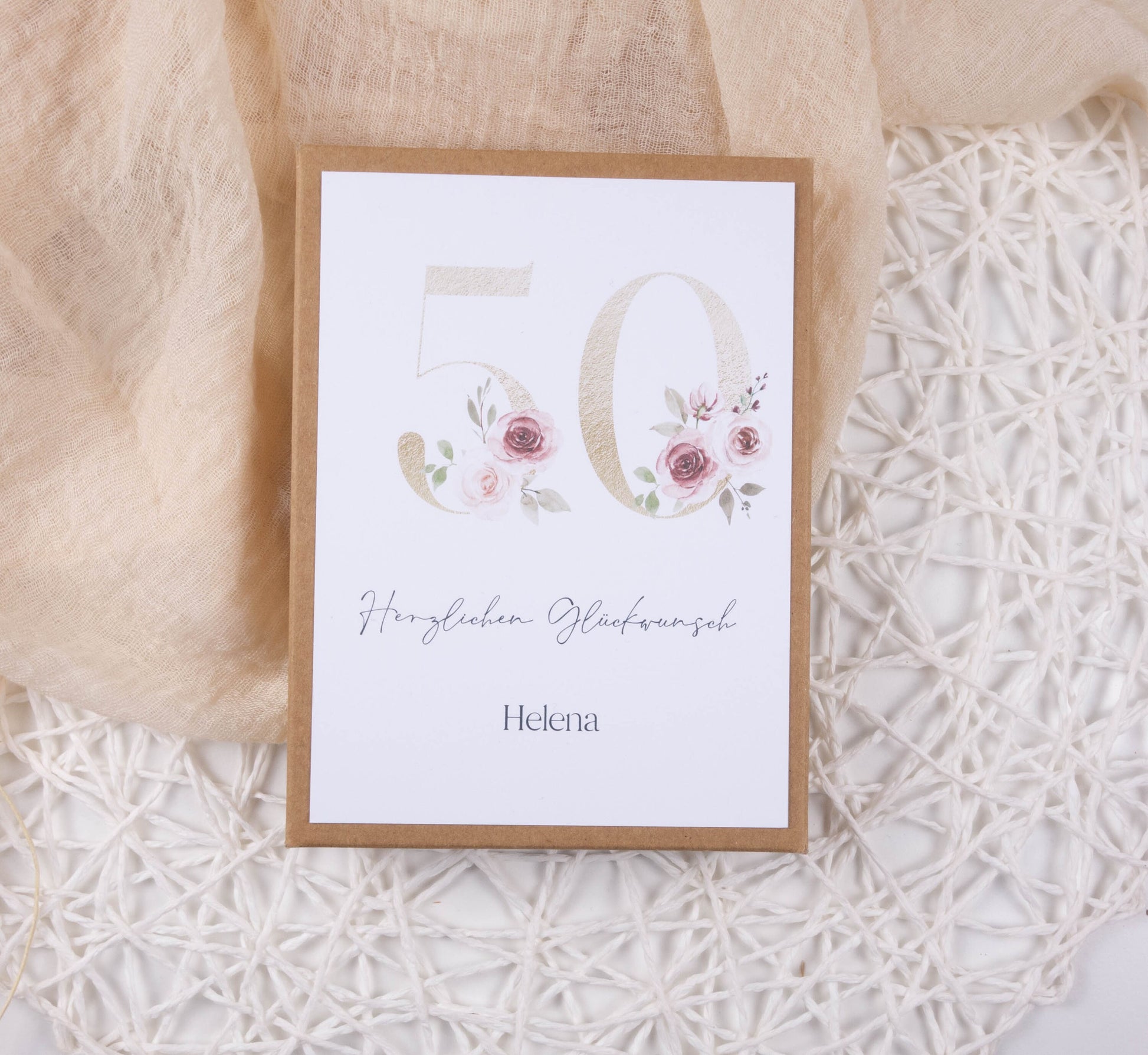Geldgeschenk Geschenkbox zum Geburtstag "Rosen in gold" - personalisiert Papier Träume