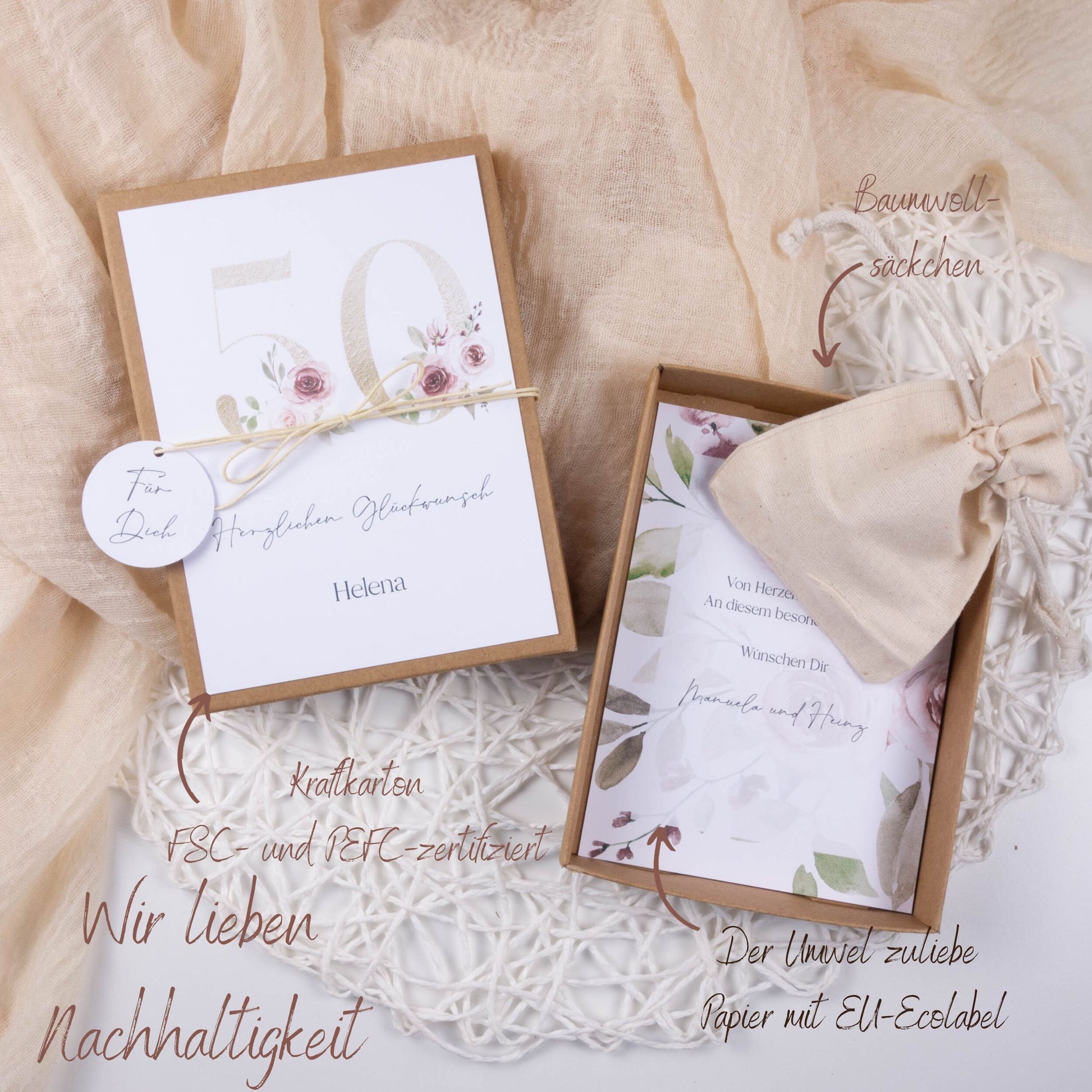 Geldgeschenk Geschenkbox zum Geburtstag "Rosen in gold" - personalisiert Papier Träume