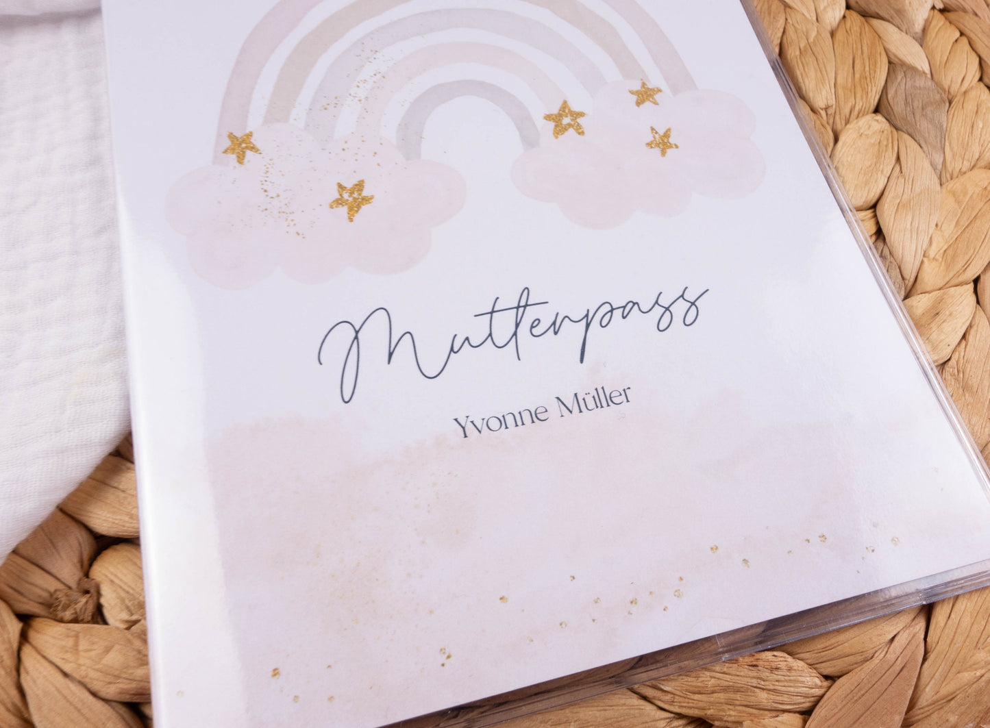 Mutterpass Hülle personalisiert REGENBOGEN WOLKEN | Geschenkidee zur Schwangerschaft Passport Covers Papier Träume