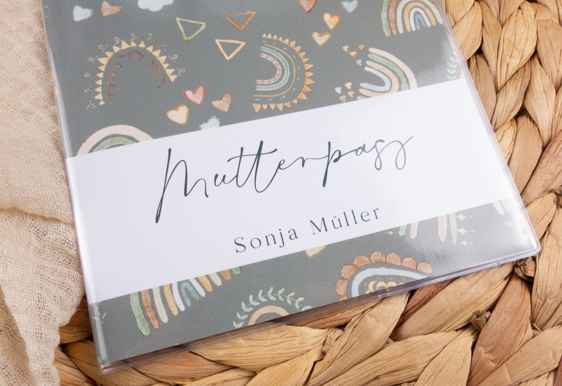 Mutterpass Hülle personalisiert REGENBÖGEN BOHO | Geschenkidee zur Schwangerschaft Passport Covers Papier Träume