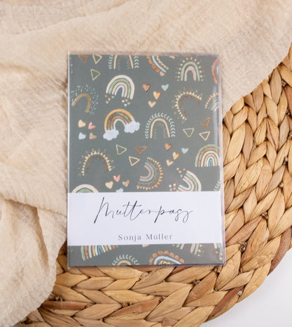 Mutterpass Hülle personalisiert REGENBÖGEN BOHO | Geschenkidee zur Schwangerschaft Passport Covers Papier Träume