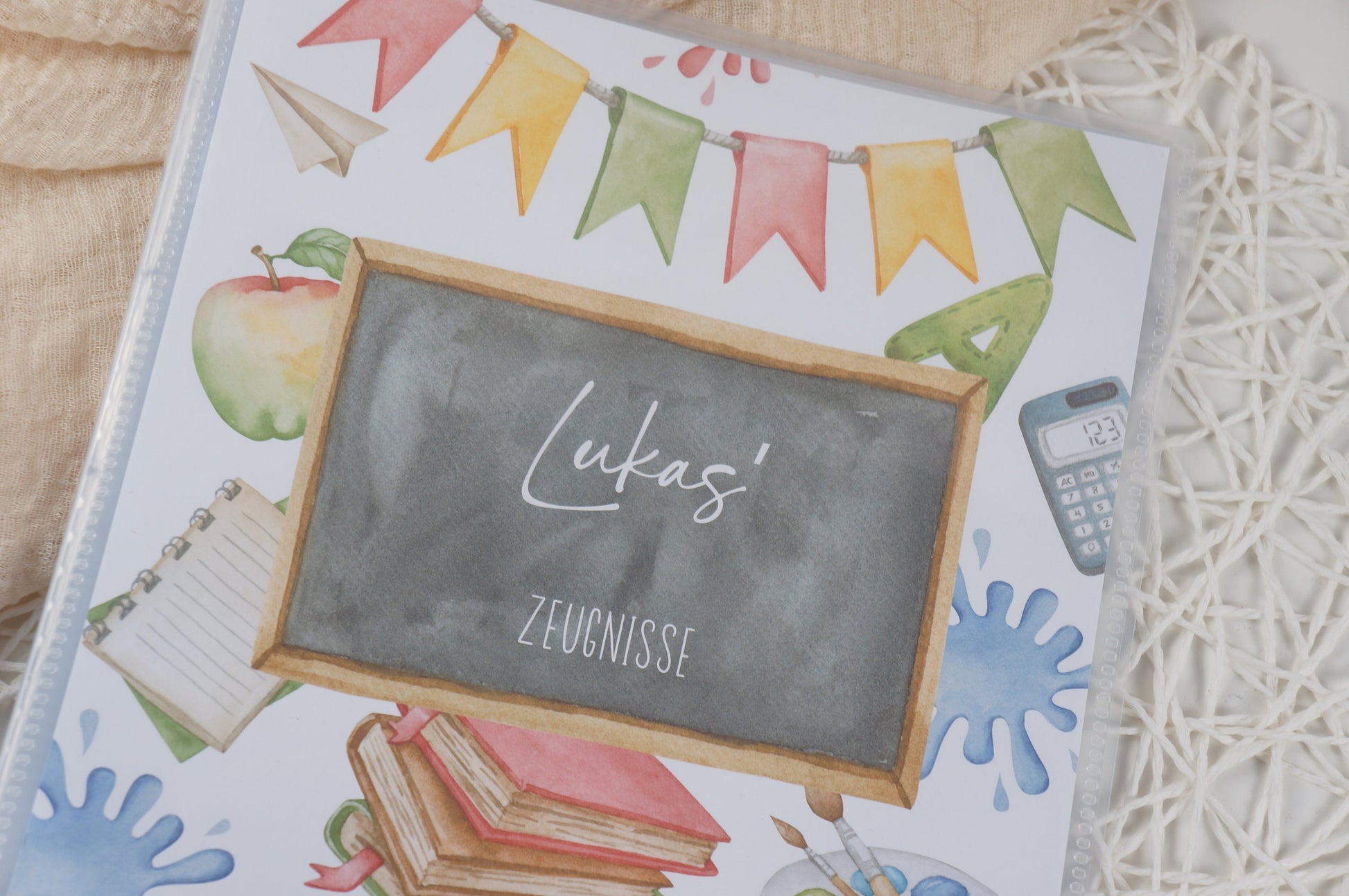 Zeugnismappe Hausaufgabenheft "Bunte Schule" personalisiert Office & School Supplies Papier Träume