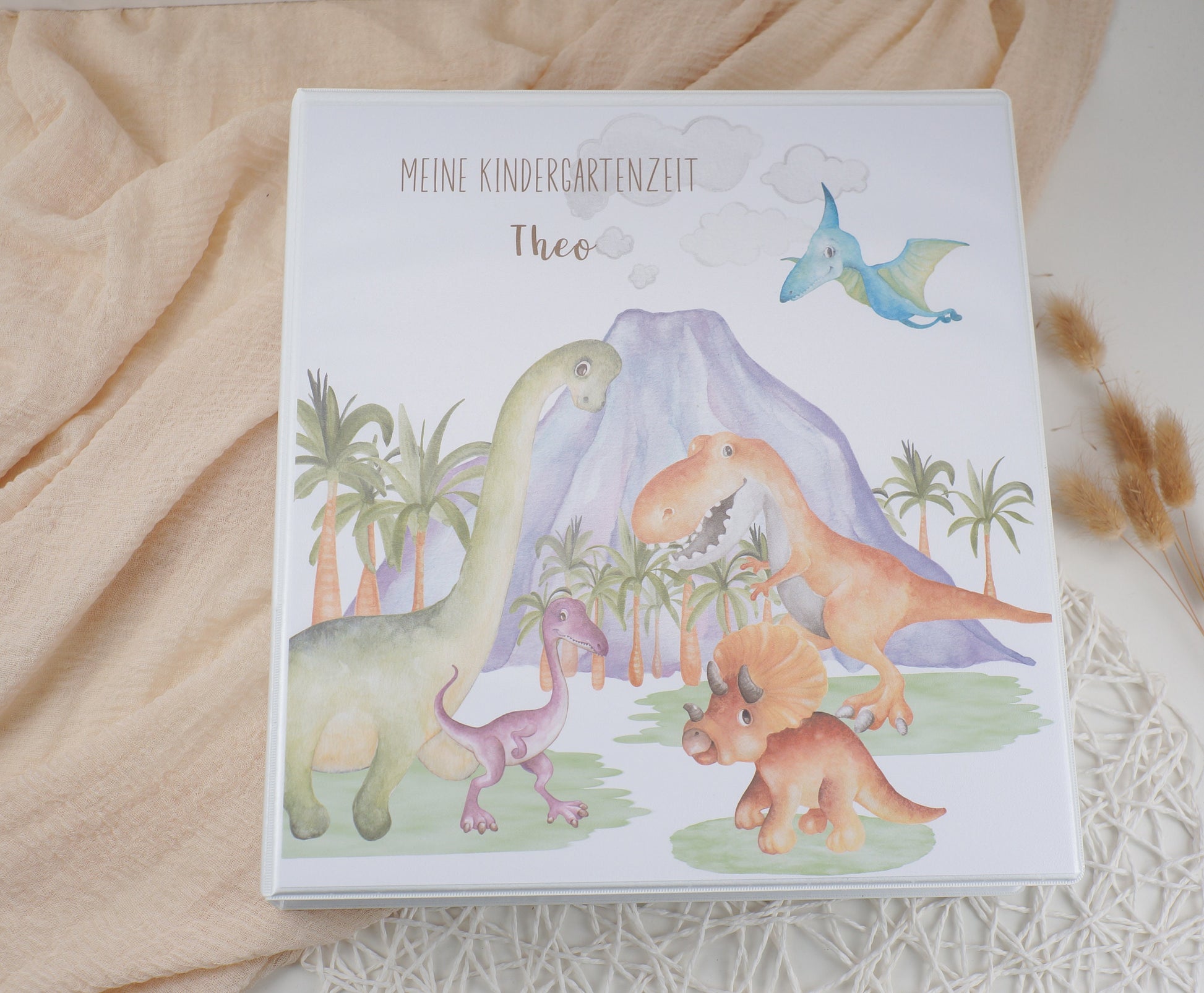 Kindergarten Ordner "Dinos" personalisiert - Sammelmappe Krippe Schule oder Kita Office & School Supplies Papier Träume