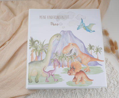 Kindergarten Ordner "Dinos" personalisiert - Sammelmappe Krippe Schule oder Kita Office & School Supplies Papier Träume