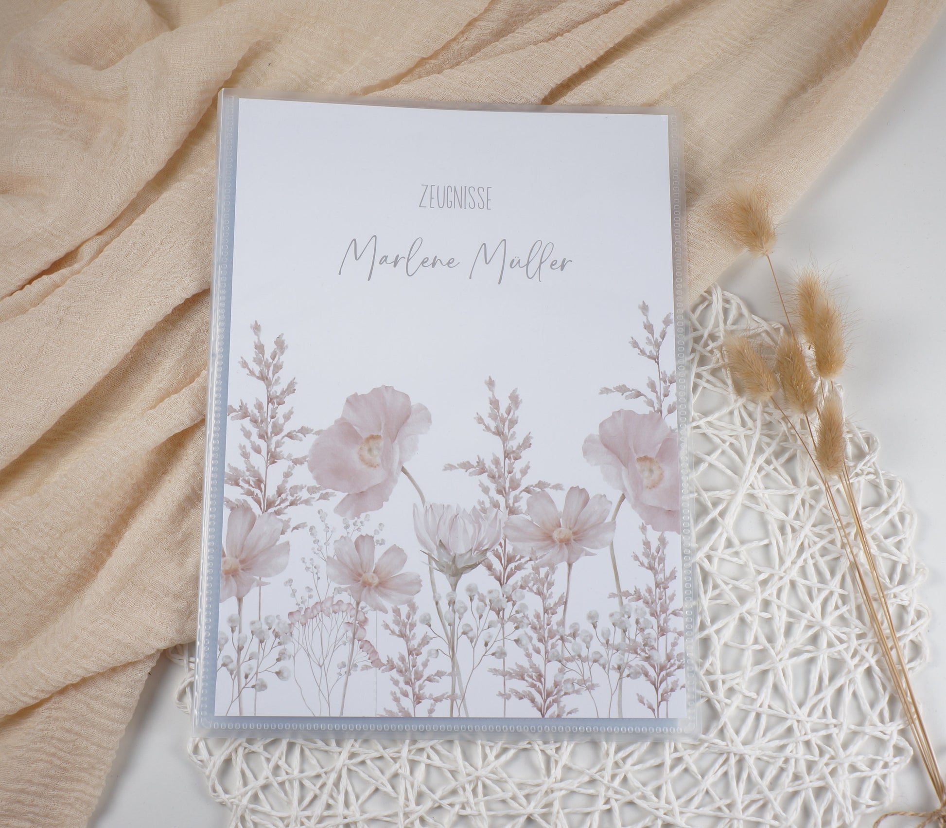 Zeugnismappe Hausaufgabenheft "Rosa Blumen zart" personalisiert Office & School Supplies Papier Träume