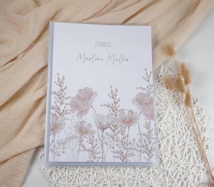 Zeugnismappe Hausaufgabenheft "Rosa Blumen zart" personalisiert Office & School Supplies Papier Träume