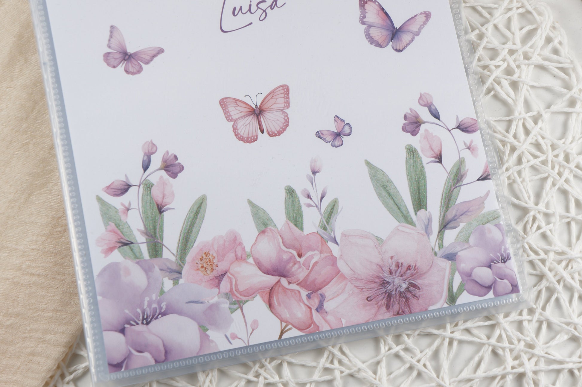Zeugnismappe Hausaufgabenheft "SCHMETTERLINGE BLUMEN LILA" personalisiert Office & School Supplies Papier Träume