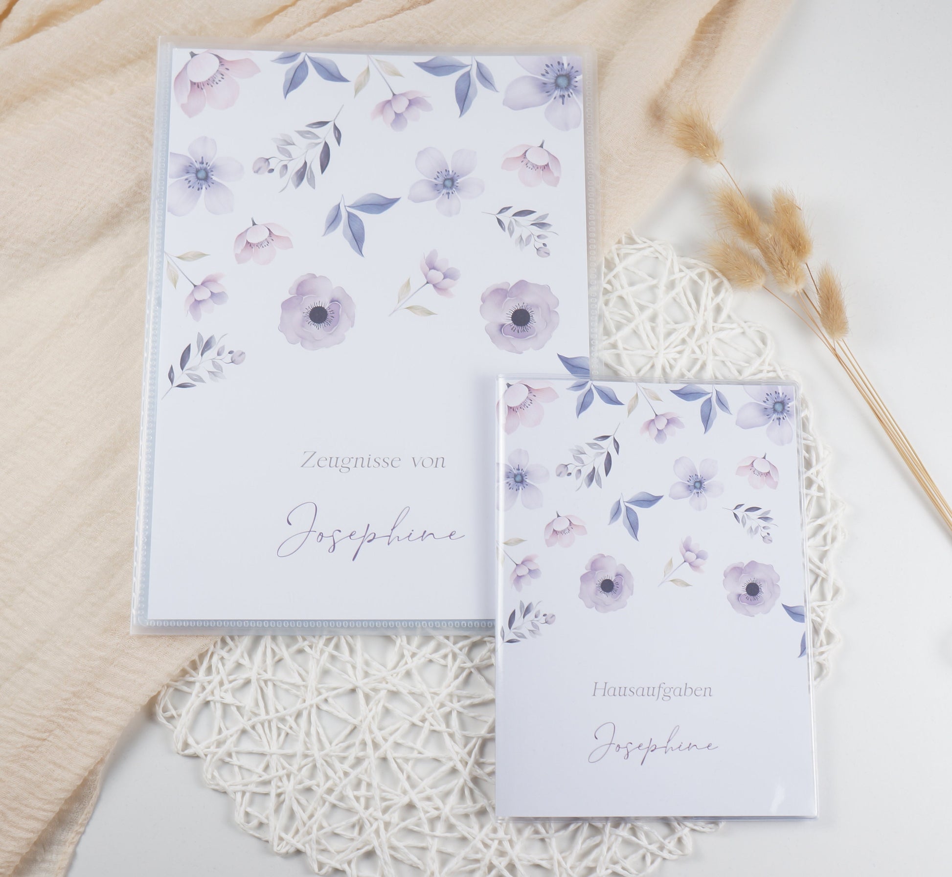 Zeugnismappe Hausaufgabenheft "LILA BLUMEN" personalisiert Office & School Supplies Papier Träume