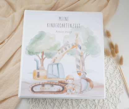 Kindergarten Ordner "Baustelle" personalisiert - Sammelmappe Krippe Schule oder Kita Office & School Supplies Papier Träume