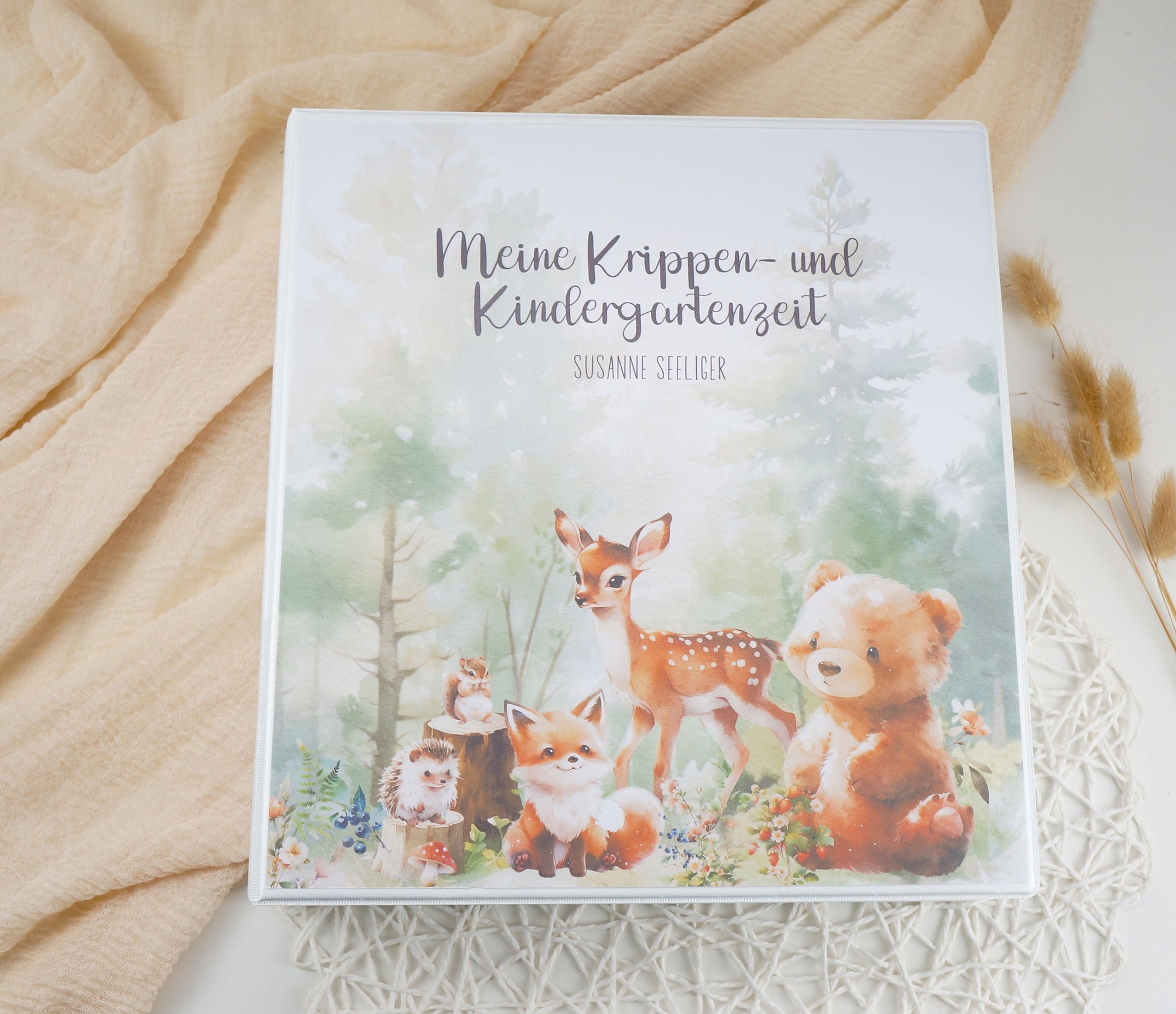 Kindergarten Ordner "Süsse Baby Waldtiere" personalisiert - Sammelmappe Krippe Schule oder Kita Office & School Supplies Papier Träume