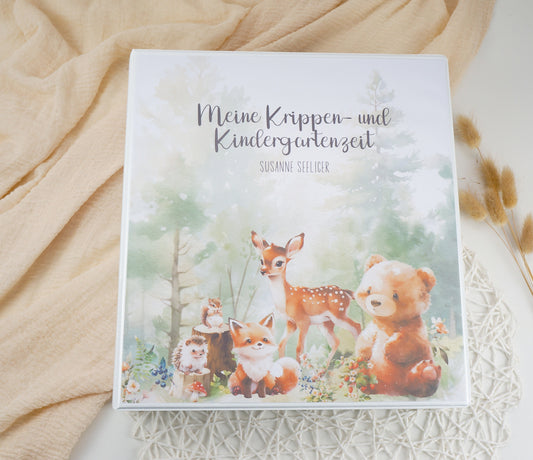 Kindergarten Ordner "Süsse Baby Waldtiere" personalisiert - Sammelmappe Krippe Schule oder Kita Office & School Supplies Papier Träume