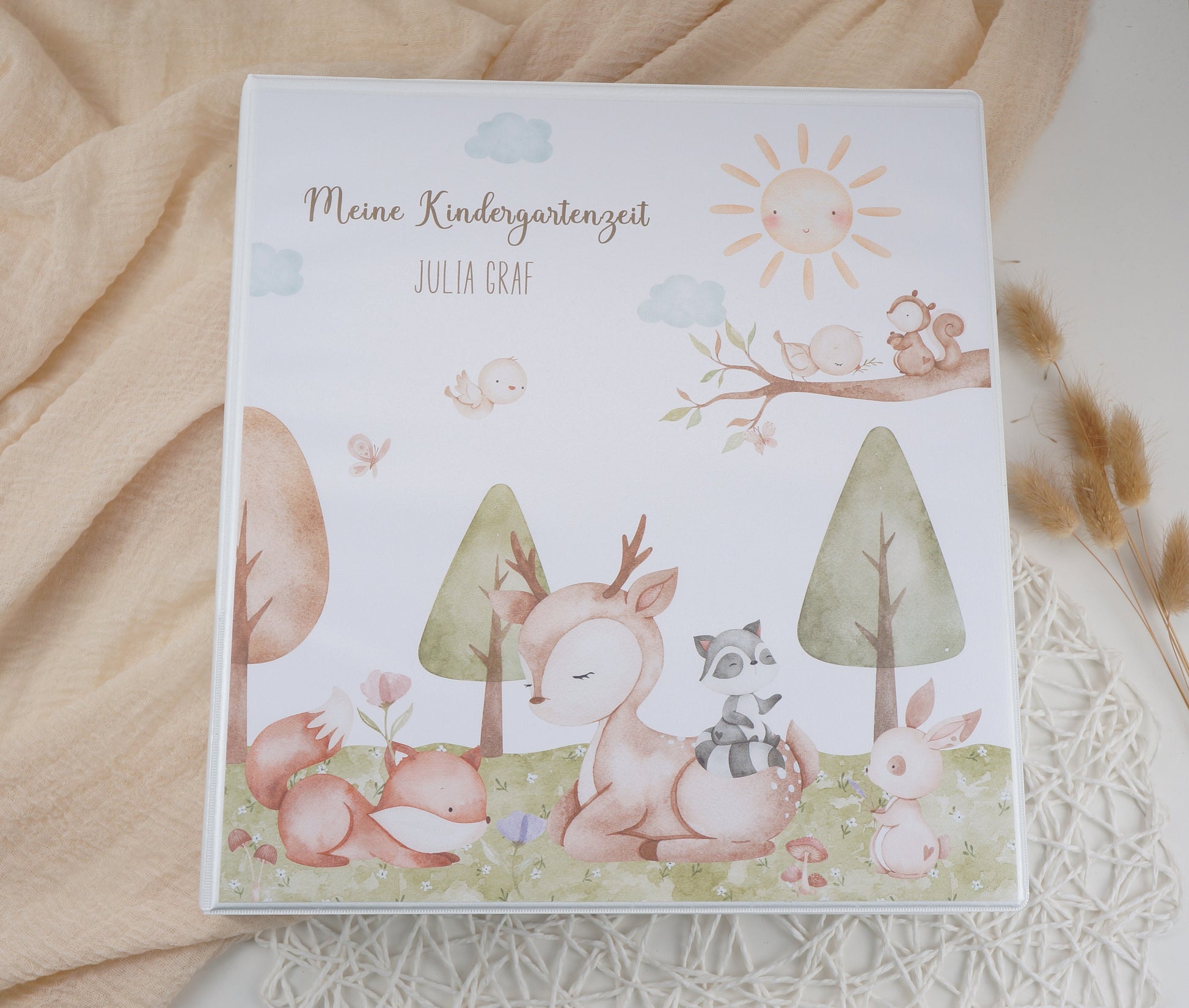 Kindergarten Ordner "Reh mit Freunden" personalisiert - Sammelmappe Krippe Schule oder Kita Office & School Supplies Papier Träume