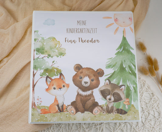 Kindergarten Ordner "Tiere im Wald" personalisiert - Sammelmappe Krippe Schule oder Kita Office & School Supplies Papier Träume