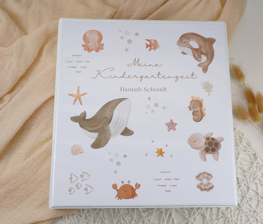 Kindergarten Ordner "Unter Wasser" personalisiert - Sammelmappe Krippe Schule oder Kita Office & School Supplies Papier Träume