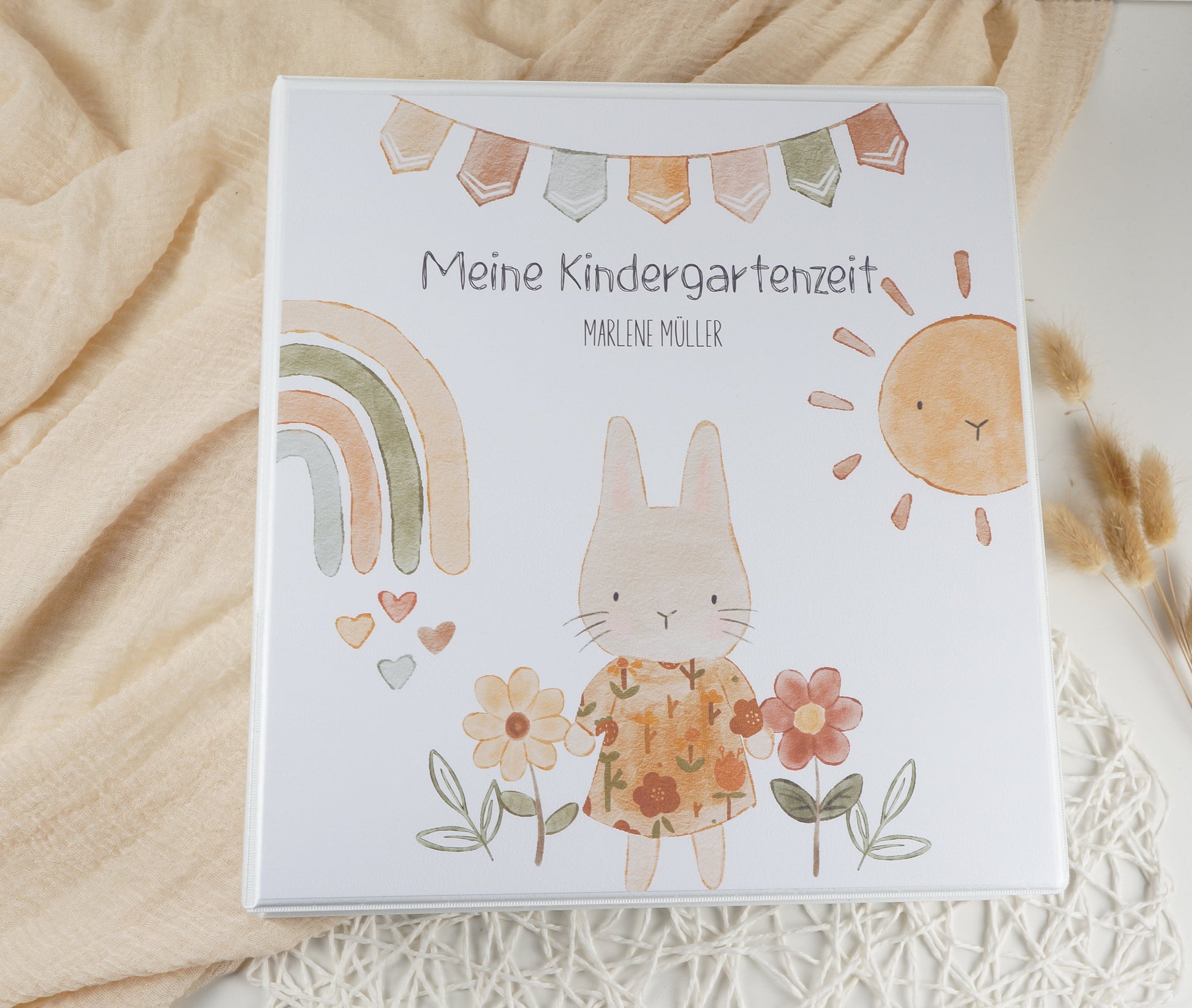 Kindergarten Ordner "Hase Doodle" personalisiert - Sammelmappe Krippe Schule oder Kita Office & School Supplies Papier Träume