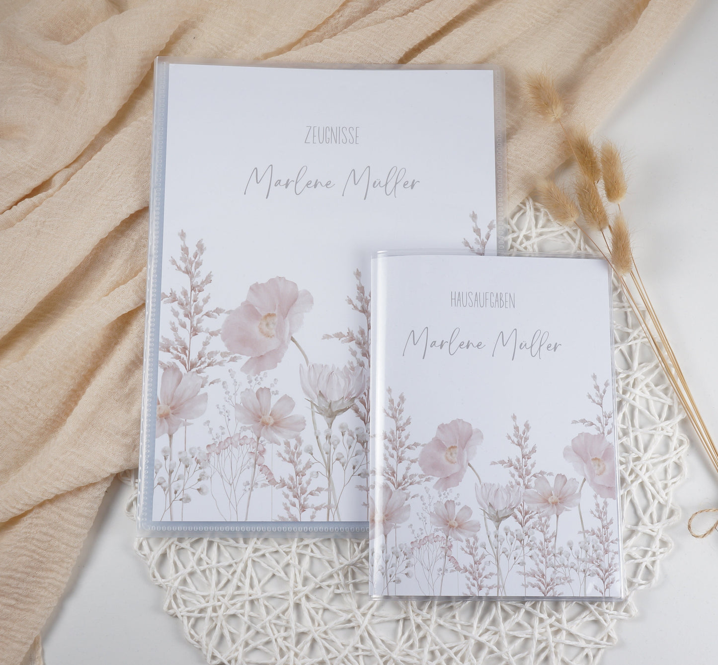 Zeugnismappe Hausaufgabenheft "Rosa Blumen zart" personalisiert Office & School Supplies Papier Träume