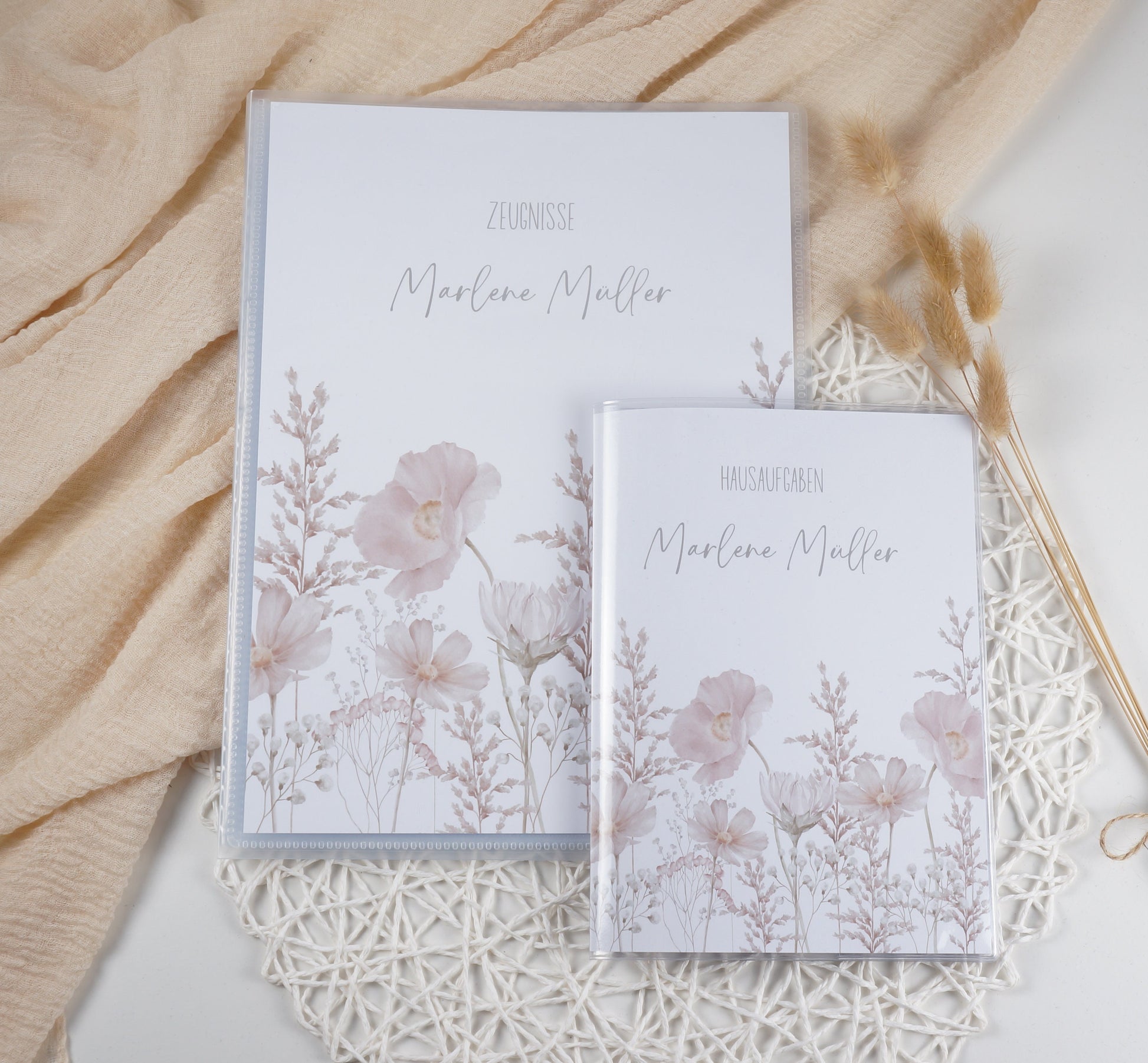 Zeugnismappe Hausaufgabenheft "Rosa Blumen zart" personalisiert Office & School Supplies Papier Träume