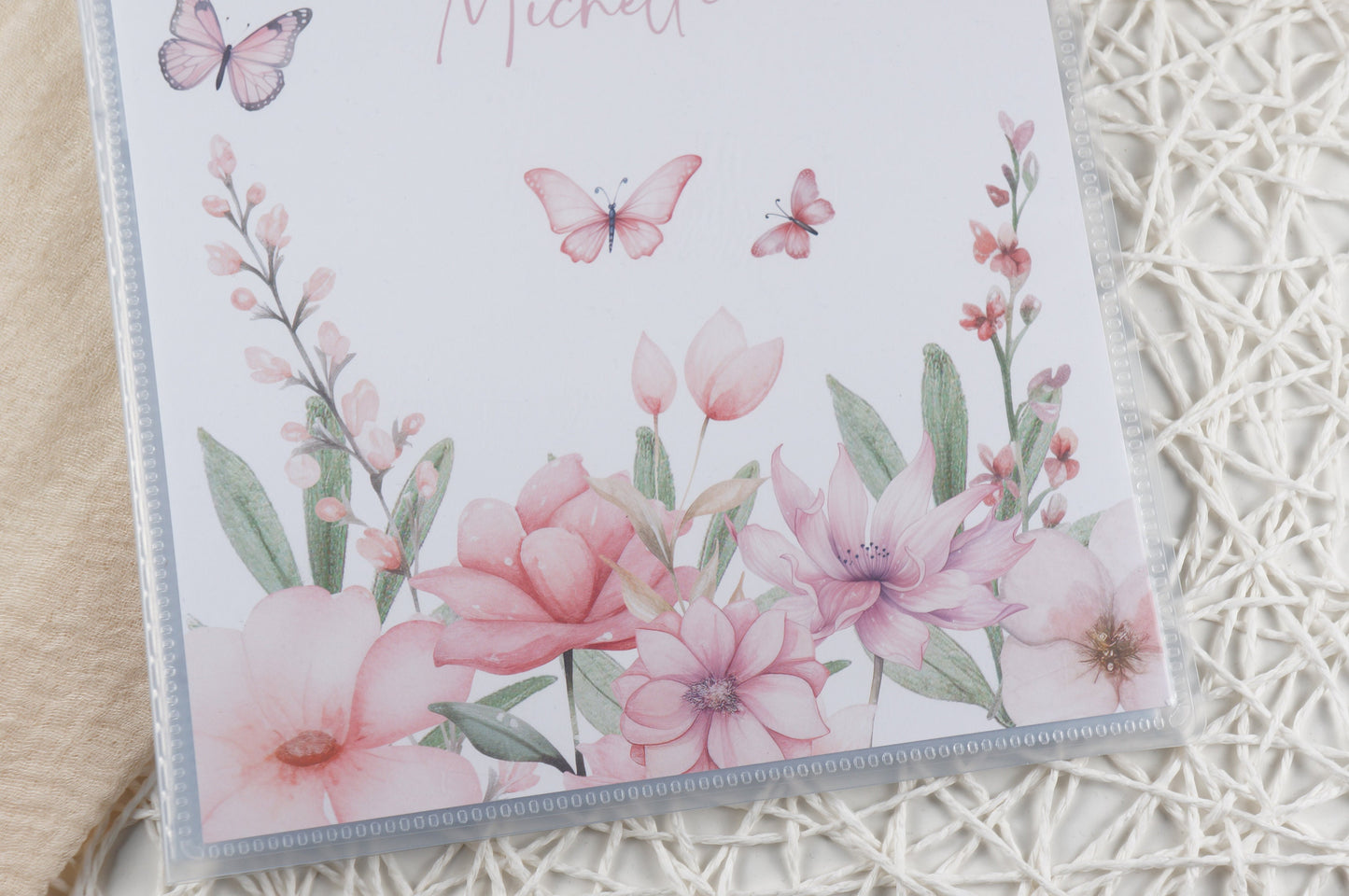 Zeugnismappe Hausaufgabenheft "SCHMETTERLING BLUMEN ROSA" personalisiert Office & School Supplies Papier Träume