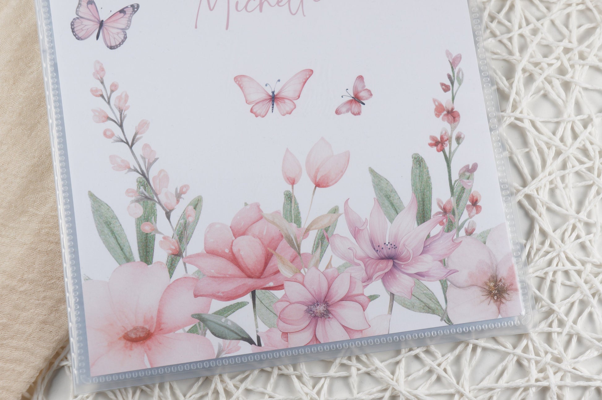 Zeugnismappe Hausaufgabenheft "SCHMETTERLING BLUMEN ROSA" personalisiert Office & School Supplies Papier Träume