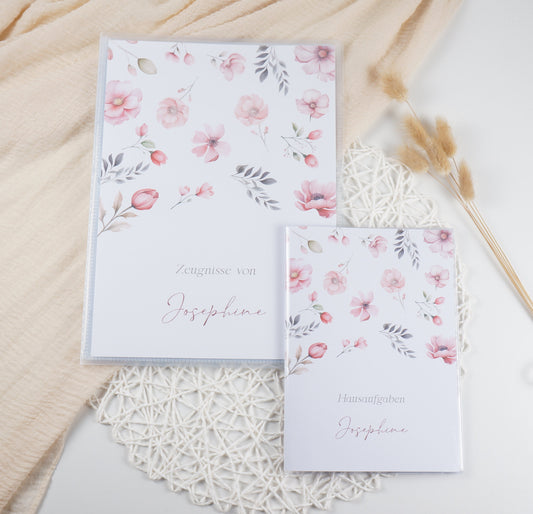 Zeugnismappe Hausaufgabenheft "ROSA BLUMEN" personalisiert Office & School Supplies Papier Träume