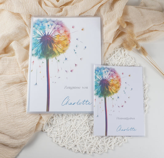 Zeugnismappe Hausaufgabenheft "PUSTEBLUME" personalisiert Office & School Supplies Papier Träume