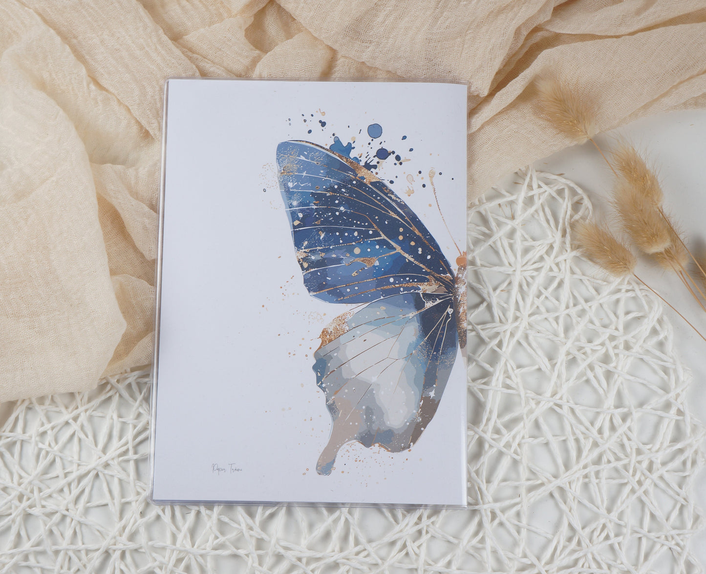 Zeugnismappe Hausaufgabenheft "SCHMETTERLING BLAU GOLD" personalisiert Office & School Supplies Papier Träume