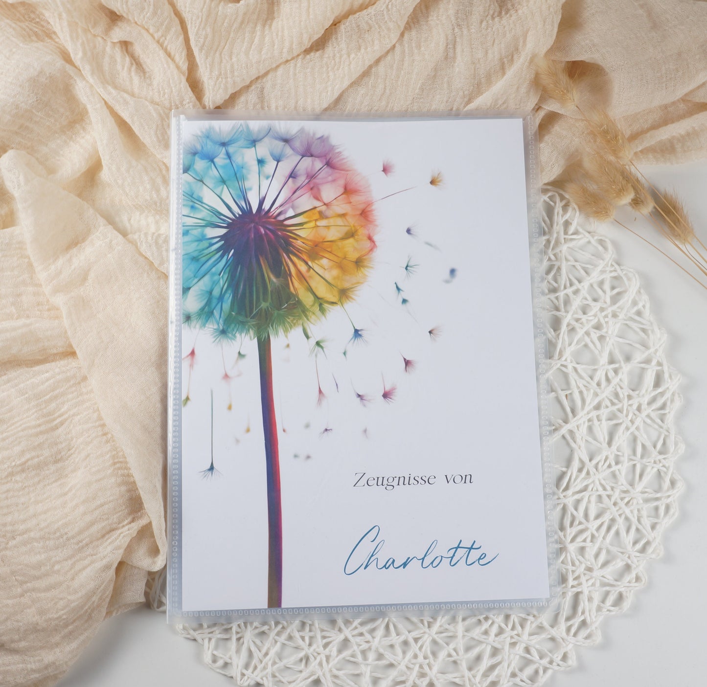 Zeugnismappe Hausaufgabenheft "PUSTEBLUME" personalisiert Office & School Supplies Papier Träume