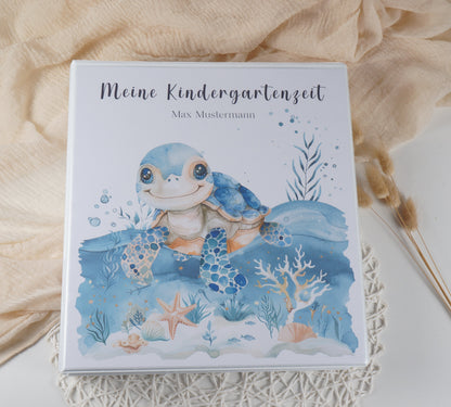 Kindergarten Ordner "Schildkröte" personalisiert - Sammelmappe Krippe Schule oder Kita Office & School Supplies Papier Träume